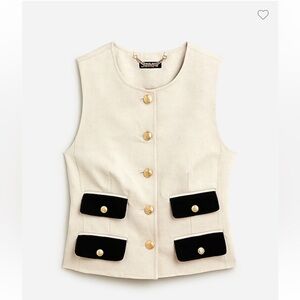 J. Crew Contrast vest in textured linen blend